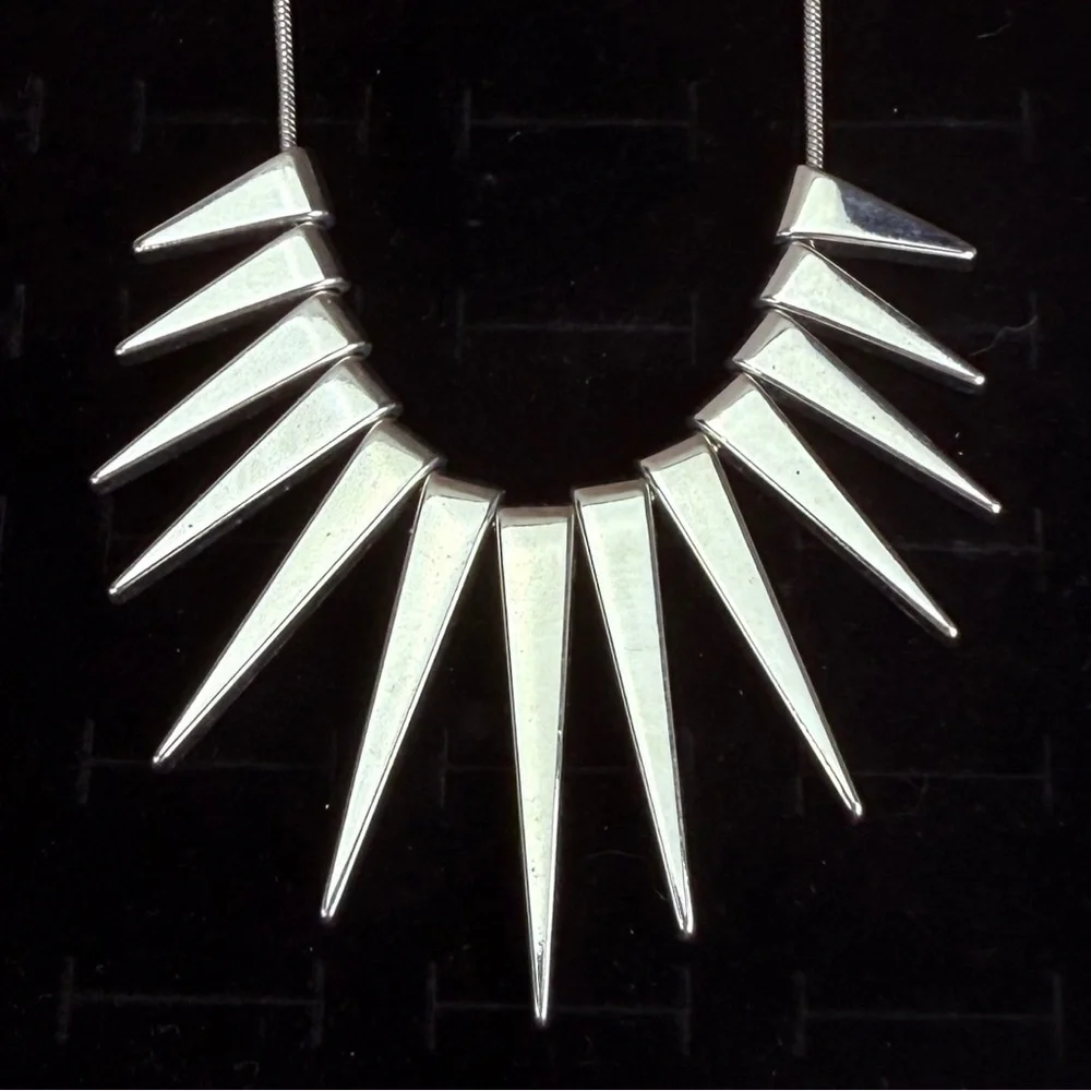 Silvertone Spike Statement Necklace